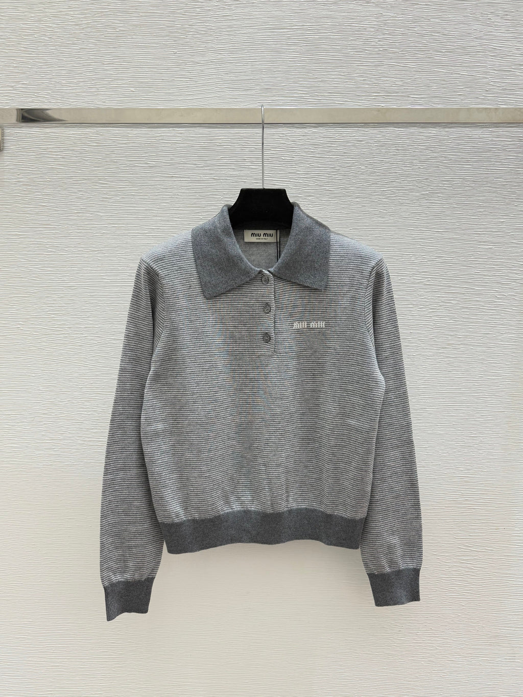 26FW New Color-Block Striped Long-Sleeve Sweater with Collar