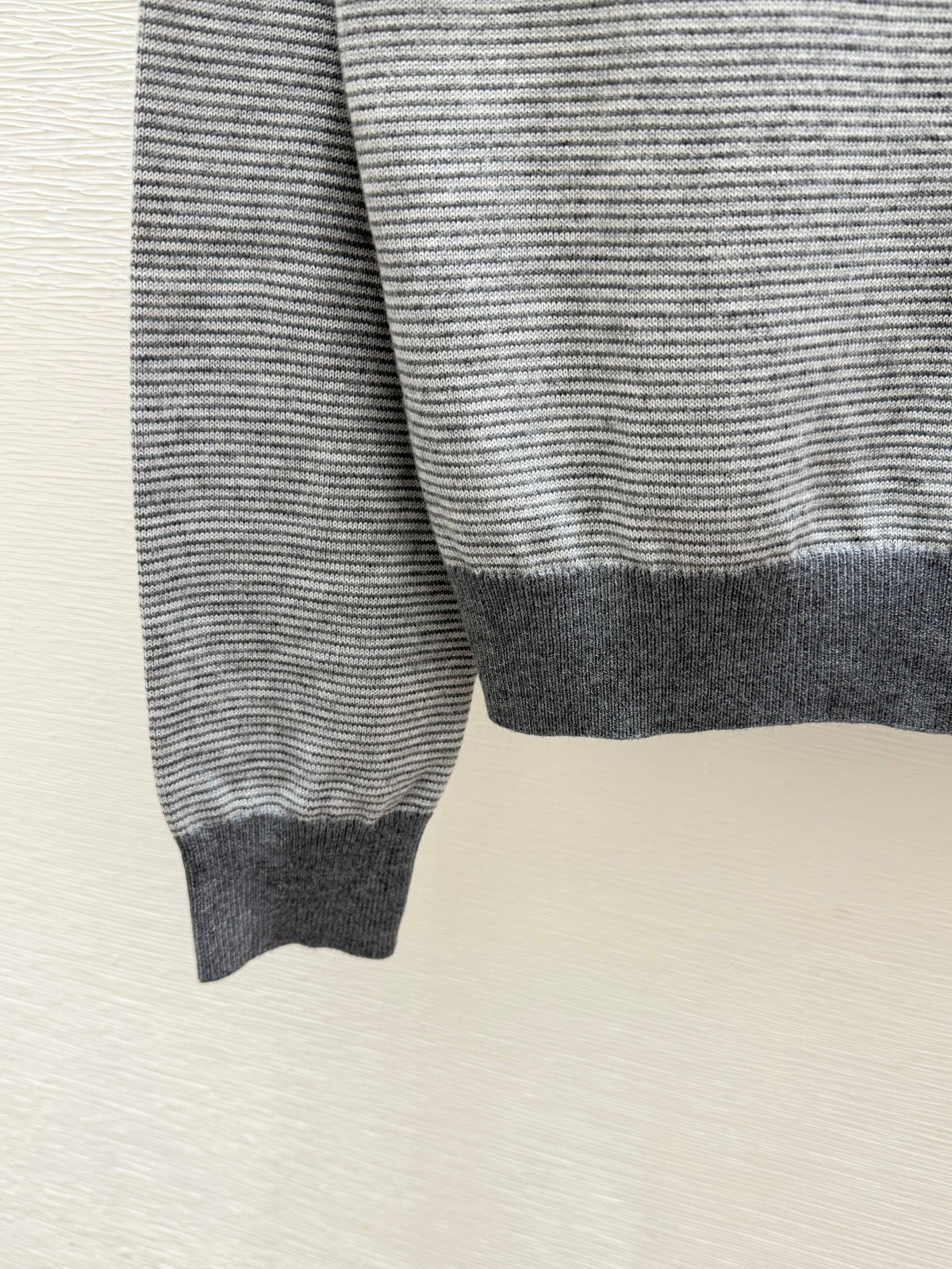 26FW New Color-Block Striped Long-Sleeve Sweater with Collar