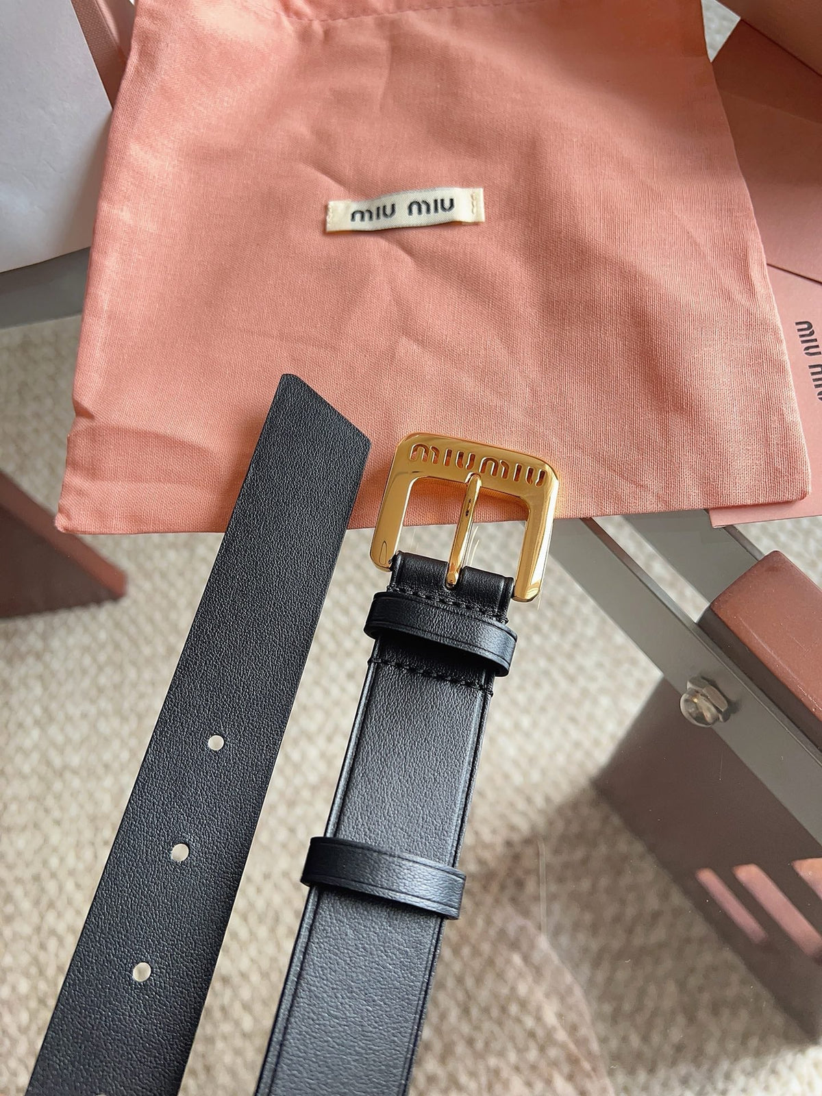 26FW New MM Black Leather Belt with Metal Buckle 30mm