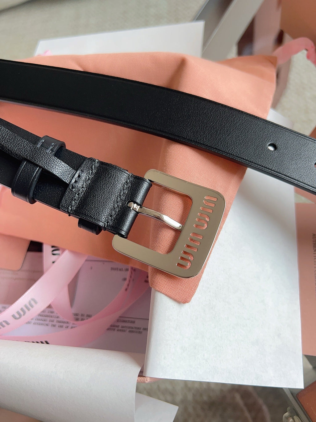 26FW New MM Black Leather Belt with Metal Buckle 30mm