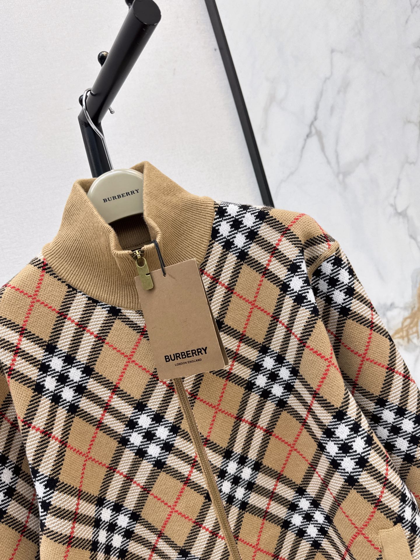 26FW New Vintage Plaid Knit Zip-Up Jacket 🤎
