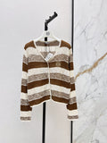 26FW New Loose-Fit Striped Long-Sleeve Knit Cardigan with Embroidered Logo 🤎