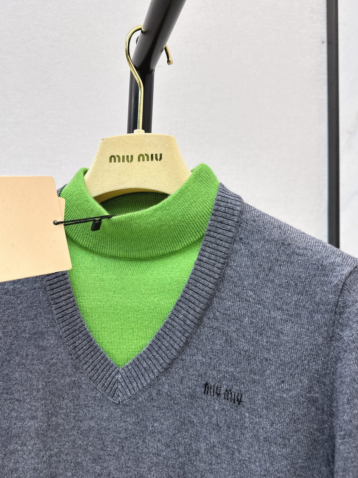 26FW New Mock-Layer High-Neck Cropped Knit Top 🩶