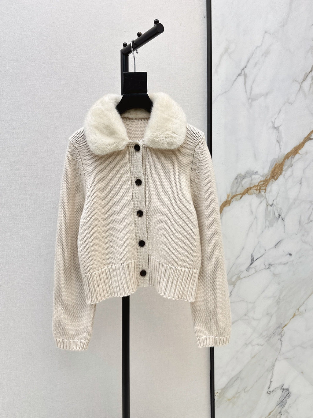 🔥Highest Quality🔥26FW New Cashmere Cardigan with Detachable Mink Collar 🖤