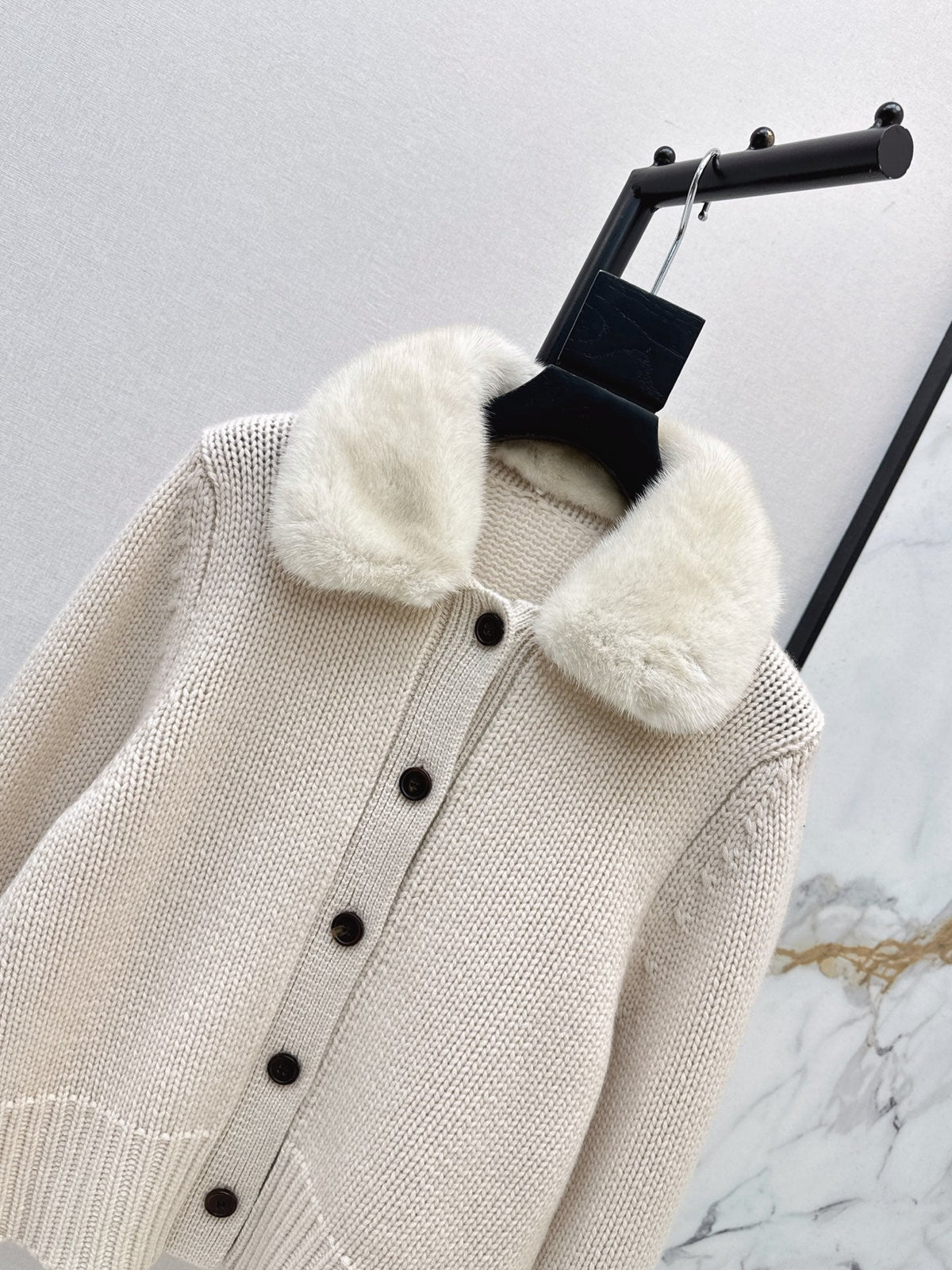 🔥Highest Quality🔥26FW New Cashmere Cardigan with Detachable Mink Collar 🖤