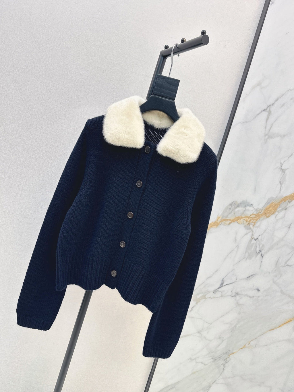 🔥Highest Quality🔥26FW New Cashmere Cardigan with Detachable Mink Collar 🖤